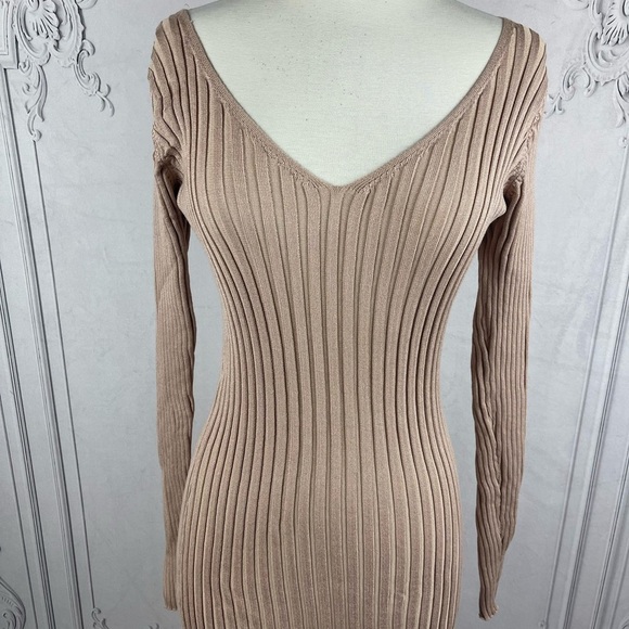 Kathy Ribbed Knit Long Sleeve Midi Sweater Dress - Picture 3 of 7